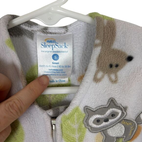 Halo Sleepsack Fleece Racoon Deer Woodland Print Size Small Birth to 6 Months - Picture 5 of 5